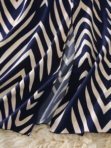 SHEIN PETITE 女士休闲豹纹高腰开衩下摆夏季半身裙 - 彩色 - 查看 3