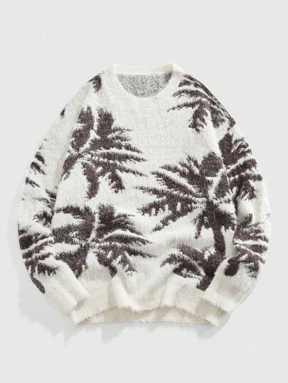 Street Life Men's Mountaineering Jacquard Knit Crew Neck Long Sleeve Sweater, Fall Winter