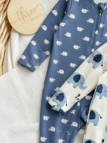 2pcs Newborn Baby Boy Cute Cartoon Knitted Long Sleeve Romper Pajamas Set Fall Winter