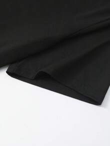 SHEIN Unity 2 件女式宽松不对称领口 T 恤，优雅黑红纯色超大 T 恤 - 彩色 - 查看 3