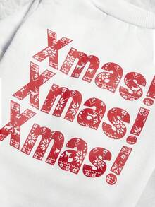 PETSIN 1pc Pet Christmas Xmas Letter Graphic White Sweatshirt, Christmas Gift - White - View 6
