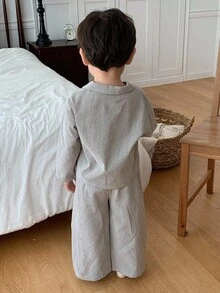 DAZY 2pcs Toddler Boys Casual Comfortable Round Neck T-Shirt And Pants Homewear Set