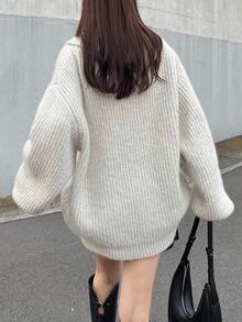 FRIFUL Women's Loose Fit Criss-Cross Bow Knot Cardigan Sweater, Sweet And Comfortable For Autumn