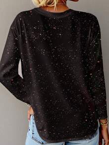 INAWLY 大码万圣节南瓜数码印花长袖T恤，秋季上衣 - 彩色 - 查看 2