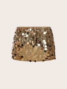 SHEIN ICON Black Bodycon High Waist Super Short Women's Mini Skirt - Khaki - View 2