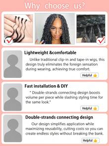 Boho Braids Kinky Straight Human Crochet Hair In 100% Remy Human Hair Feather Line Crochet Hair Braids Salon Silky Seamless Invisible Natural Black Color For Thin Hair Woman Micro Pre Looped Crochet Human Hair Extensions