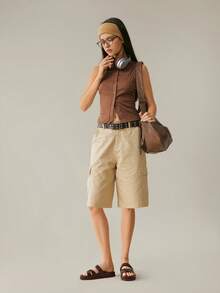 Solecia 2025 Summer New Arrival Women's Fashion H-Shape Black Rivet Platform Hook And Loop Soft Bottom Sandals, Closure, Versatile Non-Slip Open Toe Flat Sandals - Brown - View 11