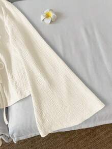 SHEIN LUNE Women's Casual Solid Color Tie Cuff Flare Sleeve Blouse V Neck Top Tie Front Top Knit Top Bell Sleeve Top Cottagecore Top