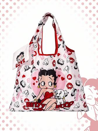 Betty Boop | ROMWE Cartoon Cute & Adorable Tote Bag Large Capacity Foldable Handbag With Coin Purse Pouch, Multifunction Shopping Bag