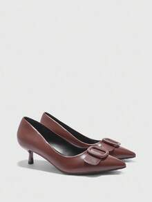 CUCCOO BIZCHIC Modische schwarze bequeme Spitzschuh Kittenfersen für Damen, geeignet für Pendeln, Dates, Partys und Urlaub