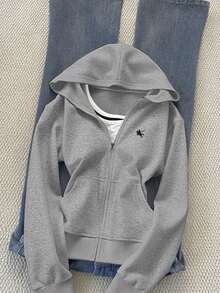 Noixe Chaqueta con capucha ajustada con bordado de caballo para mujeres