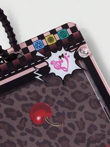 ROMWE Grunge Punk Leopard Print Cherry Card Holder, Student ID Card Case, ID Badge Holder, Instant Camera Frame Charm, Bag Charm, Keychain & Key Ring - Brown - View 4