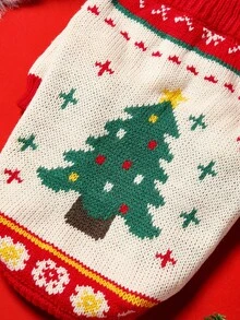 PETSIN 1pc Cat Dog Universal Pet Clothes Christmas Tree Pattern Raglan Sleeves Christmas Sweater - suit color - View 7