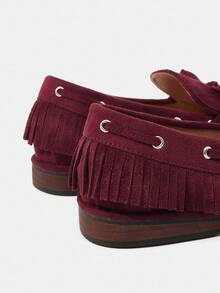 Styleloop Burgundy Bowknot Decor Casual Slip-On Flats, Versatile For Commuting, Suitable For Halloween, Christmas, Autumn - Burgundy - View 5