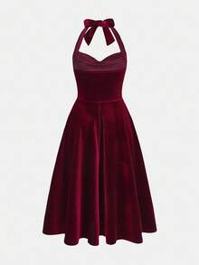 Girlism Váy trang trí nơ đỏ, thanh lịch cho các bữa tiệc - dành cho bé gái tuổi teen - Màu Đỏ Sâu - Xem 2