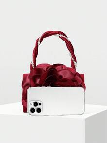 MOTF PREMIUM 立体花卉仿珍珠细节晚装包 - 酒紅色 - 查看 4