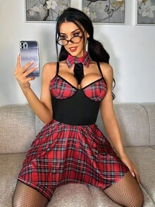 SHEIN Printed Milk Silk Wireless High Elasticity Waist Cinching Sexy Women Lingerie Set, Christmas
