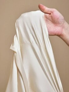 JIAN LASALA Weißes Satin-Top mit Stehkragen, Taillengürtel und Raffungen für Damen – ideal für Frühling und Herbst, lässig und elegant, perfekt für Winter und Hochzeiten. Luxuriöse und stilvolle Bekleidungskollektion. - Weiss - Übersicht 7