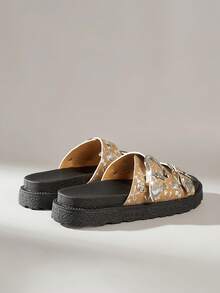 Solecia 女式扣环设计厚底休闲复古凉鞋 - 棕色 - 查看 4