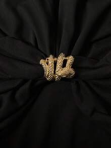 Cravure Áo thun tay dài cổ chữ V khoét sâu màu trơn tối giản dành cho nữ cỡ lớn, mùa thu/đông - màu đen - Xem 3