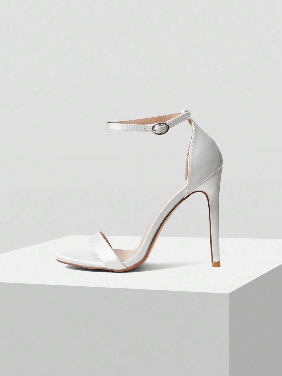 MOTF PREMIUM Giày sandal cao gót hở mũi đơn giản, đa năng, dễ điều chỉnh, có khóa cài, dành cho nữ đi làm - trắng - Xem 1