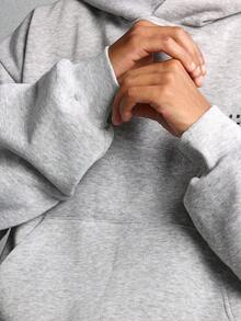 SUMWON Premium Relaxed Fit Classic NYC Logo Cropped Hoodie With Circular Back Design Urban Streetwear Daily Essential Layering Winter Fall Casual - Light Grey - View 5