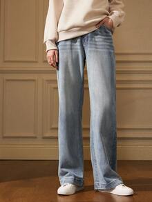 Écloséra Women Fashionable Minimalist Loose Fit Casual Daily Denim Jeans - Medium Wash - View 4