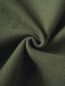 EMERY ROSE Halloween Pumpkin Drink Graphic Casual Minimalist Print Loose Thick Crew Neck Long Sleeve Hoodie Sweatshirt, Suitable For Autumn & Winter, Plus Size Fall - Army Green - View 4