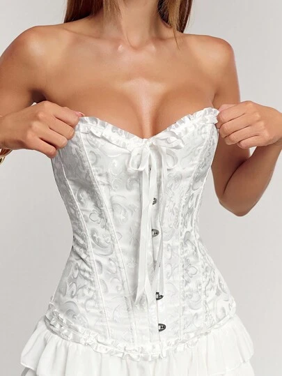 SHEIN BAE 女式系带鱼骨紧身胸衣短款上衣