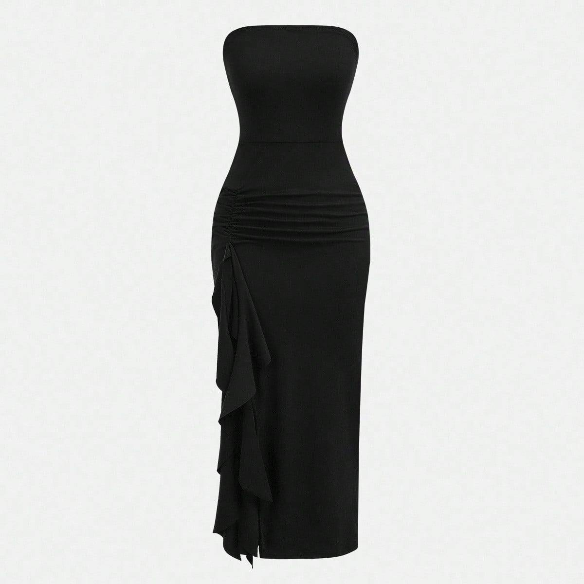 Vestido elegante de fiesta de mini longitud con cintura fruncida y ajustado de punto para adolescentes