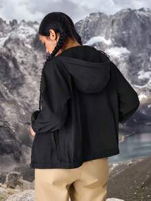 Flexra Chaquetas y abrigos de mujer de mezclilla para exteriores, para senderismo, protección solar, ligeros y de secado rápido - Negro - Ver 2