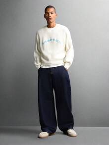 SUMWON Pull col rond texturé ajusté, motif tricot torsadé, pull d'hiver décontracté et douillet, manches longues, poignets côtelés, tricot classique pour l'automne et l'hiver - Blanc - Voir 6