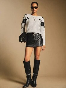 Poéselle 秋冬女士时尚休闲圆领长袖毛衣