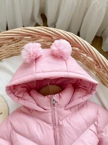 Áo khoác lông cừu ấm áp thường ngày cho bé gái, phù hợp cho mùa thu/đông - Hồng - Xem 4