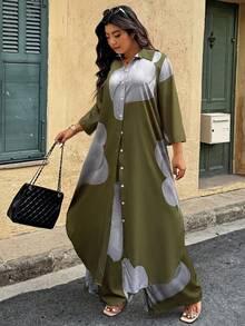 EMERY ROSE Bộ 2 món áo dài tay thường ngày cỡ lớn và quần ống rộng - Nhiều màu - Xem 4