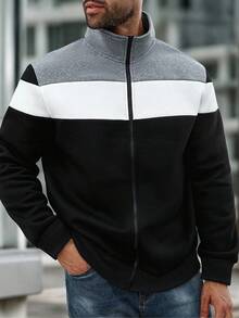 ResortEase Áo hoodie có mũ trùm đầu màu tương phản thường ngày cỡ lớn dành cho nam, thu đông - Nhiều màu - Xem 3