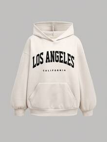 Girlism Teen Girl Autumn/Winter Letter Print Drop Shoulder Long Sleeve Hoodie With Pocket And Wide Leg Pants Casual Suit, Suitable For Sports, Business Casual Fall - Multicolor - View 6