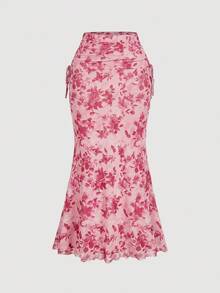 SHEIN MOD 2pcs Women Casual Long Sleeve Top And Fitted Skirt Set,Fall Clothes For Women,Elegant Going Out Outfit - Pink - View 8