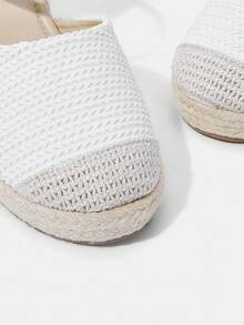 Styleloop 女式帆布厚底凉鞋，系带坡跟鞋，轻便高跟，适合派对/婚礼/休闲/度假，波西米亚风格 - 白色 - 查看 4