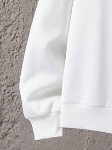 Girlism 少女秋冬白色宽松针织“原创”字母印花保暖内衬卫衣和宽松直筒运动裤两件套 - 藏蓝色 - 查看 4