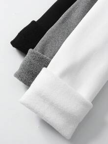 Bộ đồ liền thân 3 món cổ tròn tay dài đơn giản, mặc ở nhà cho bé gái tuổi teen, chất liệu thun co giãn cao, lót nhiệt, màu trơn, đen/trắng/xám, thích hợp cho hoạt động giải trí và thể thao - Nhiều màu - Xem 4