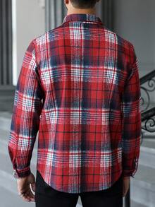 Manfinity CasualCool 男士格纹长袖单排扣休闲外套，秋季 - 彩色 - 查看 2