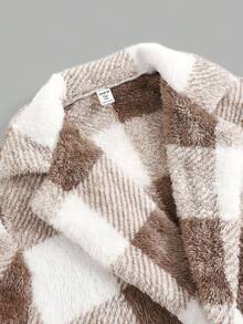 SHEIN Girlism 少女格子仿皮草夹克搭配罗纹针织吊带背心和喇叭裤套装，休闲风格，冬季服装，秋季服装，Y2K 服装