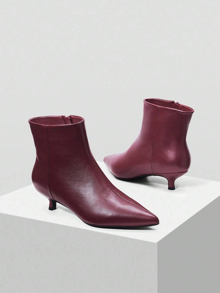 WOMEN'S FASHION COMMUTER MINIMALIST PU LEATHER POINTED TOE LOW HEEL ANKLE BOOTS FOR CHRISTMAS SPRING SHOES