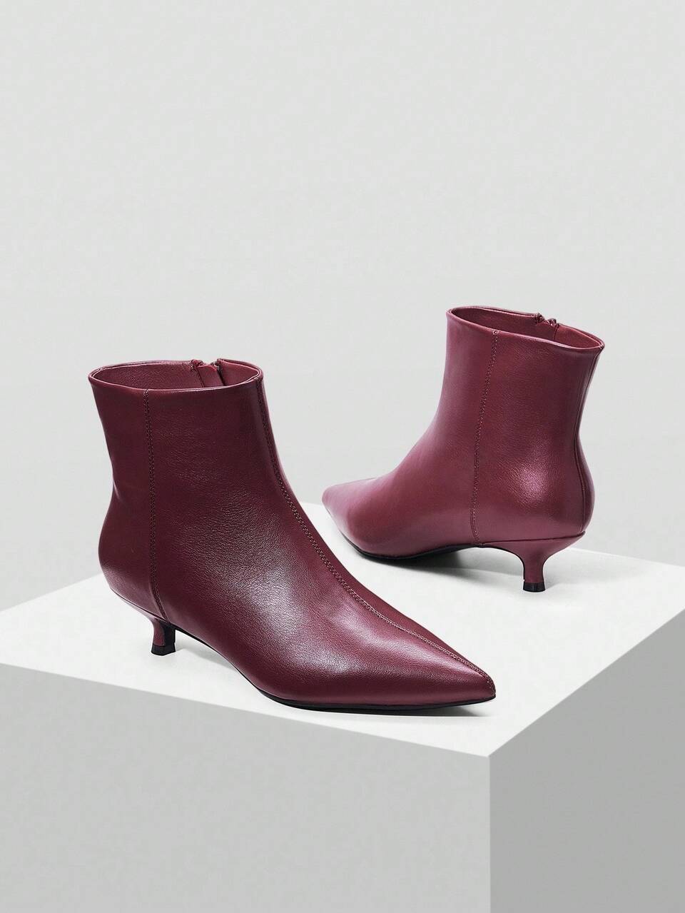 WOMEN'S FASHION COMMUTER MINIMALIST PU LEATHER POINTED TOE LOW HEEL ANKLE BOOTS FOR CHRISTMAS SPRING SHOES
