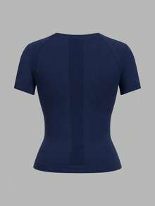 SHEIN Velisys 4 bucăți Sport Studio Tricou sport cu mânecă scurtă, culoare solidă, casual, de vară - Multicolor - Vizualizare 2