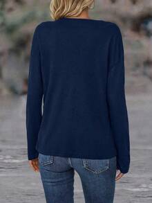 EMERY ROSE Áo thun trễ vai họa tiết nút màu khối cho nữ - Màu xanh Bạc hà - Xem 2