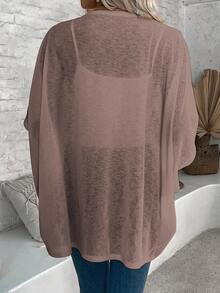 EMERY ROSE 女士休闲纯色轻薄拉链外套，适合秋夏季节穿着，棕色秋季开衫，休闲款 - 摩卡棕 - 查看 2