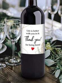 4Pcs/12Pcs/ Funny Birthday Wine Bottle Label For Him Elder, Rude Birthday Wine Stickers For Dad And Grandpa, Wine Bottle Stickers For Party Decoration - Multicolor - View 5