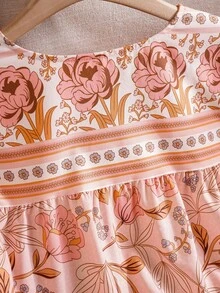 EMERY ROSE Blusa de manga corta con cuello en V para tallas grandes, de moda para vacaciones de verano estilo bohemio - Albaricoque - Ver 7